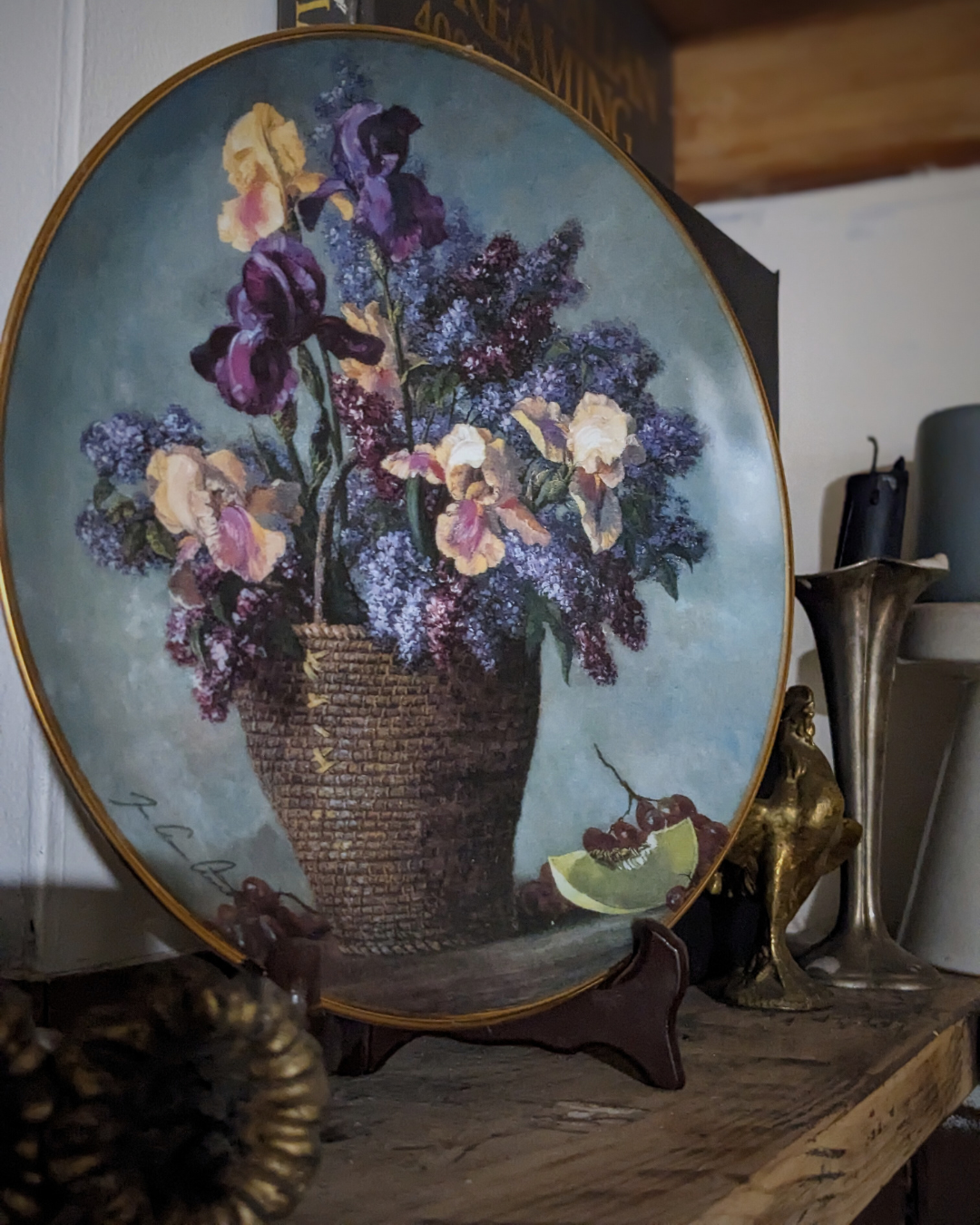 LILACS AND IRISES DECORATIVE PLATE